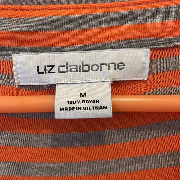 Liz Claiborne Orange striped tunic style top - Picture 4 of 6